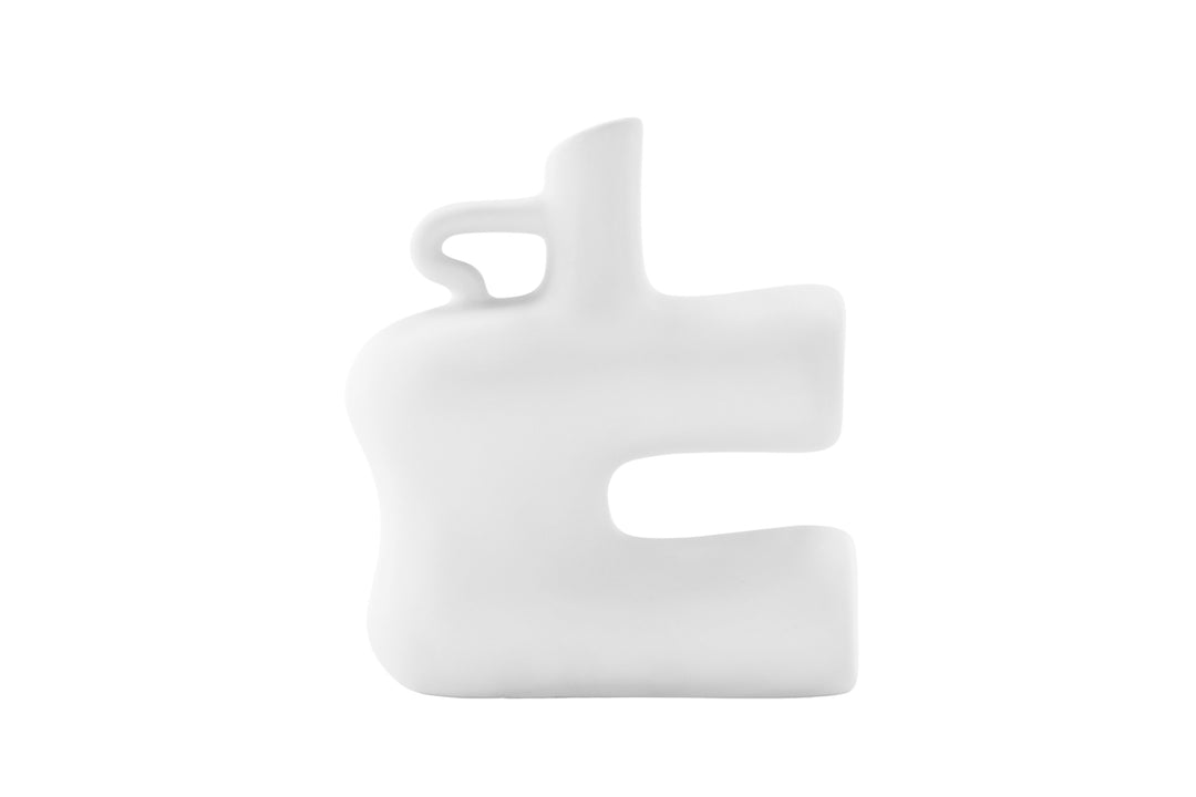 VENTURE DESIGN Dity vase m. 1 håndtag hvid stentøj 18x7x19H