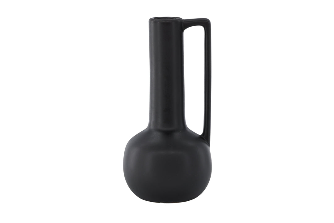 VENTURE DESIGN Allis vase m. hank mat sort stentøj 18x18x36