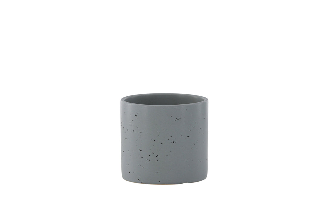 VENTURE DESIGN Sane potte rund mørkegrå/sorte prikker stentøj 11x11x10