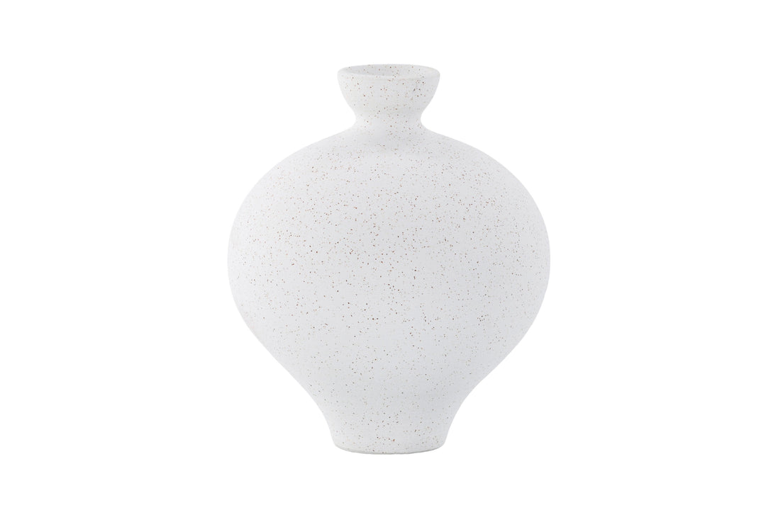 VENTURE DESIGN Rellis vase rund hvid/sorte prikker keramik D6xH24xB20