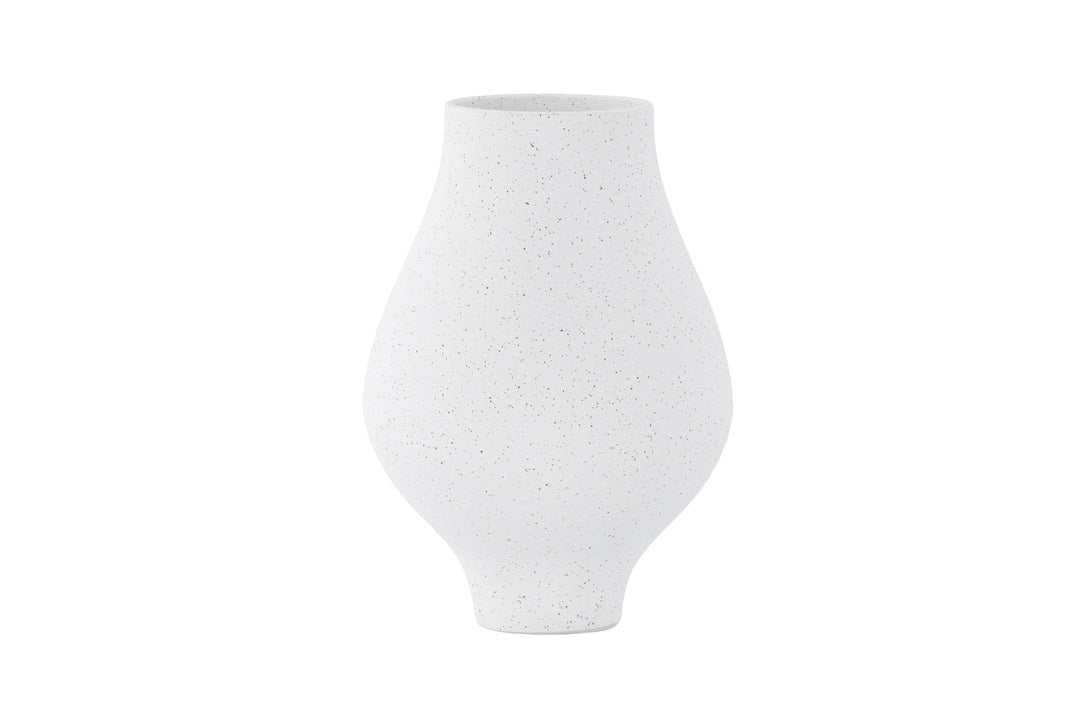 VENTURE DESIGN Rellis vase rund hvid/sorte prikker keramik D10xH24xB14