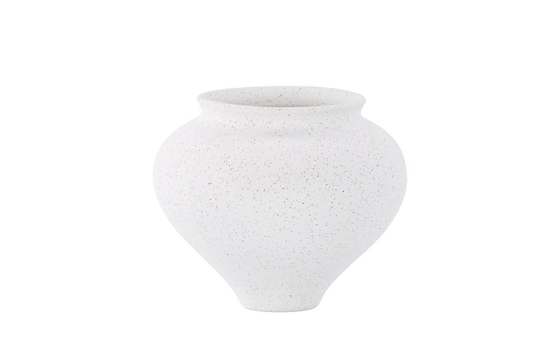 VENTURE DESIGN Rellis vase rund hvid/sorte prikker keramik D11xH18xB18