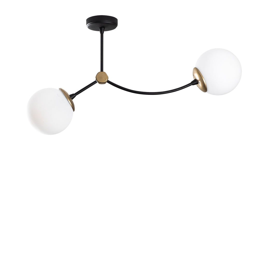LUMI Tarragona loftlampe hvid glas og sort metal
