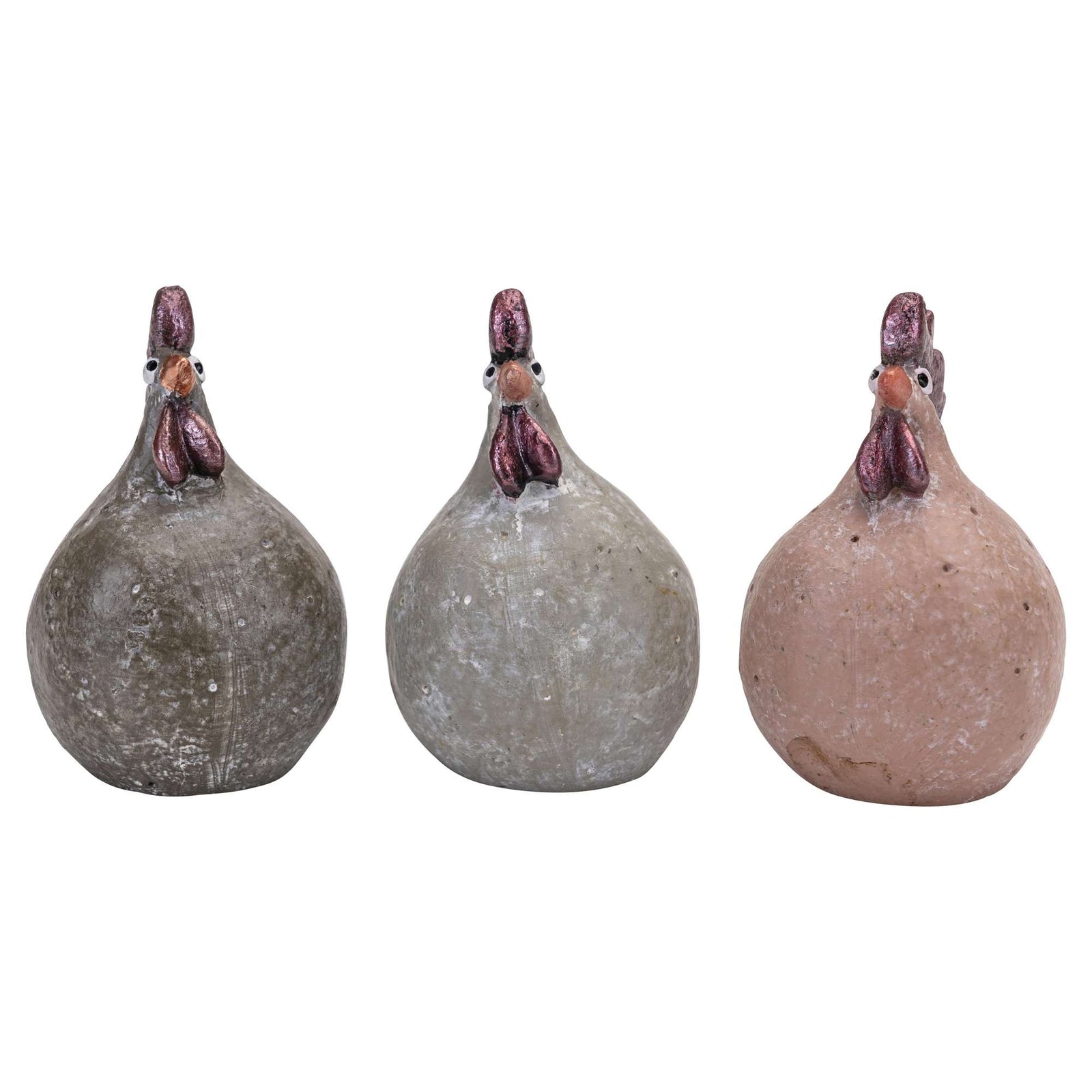 Produktbillede af Nääsgränsgården Høns 3stk lysegrå terracotta grå H.5 cm i premium kvalitet