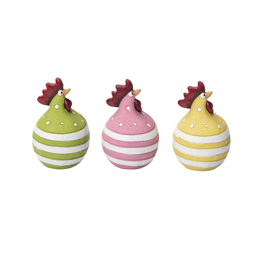 Produktbillede af Nääsgränsgården Hen Stribe 3stk green pink yellow H5,2 cm i premium kvalitet