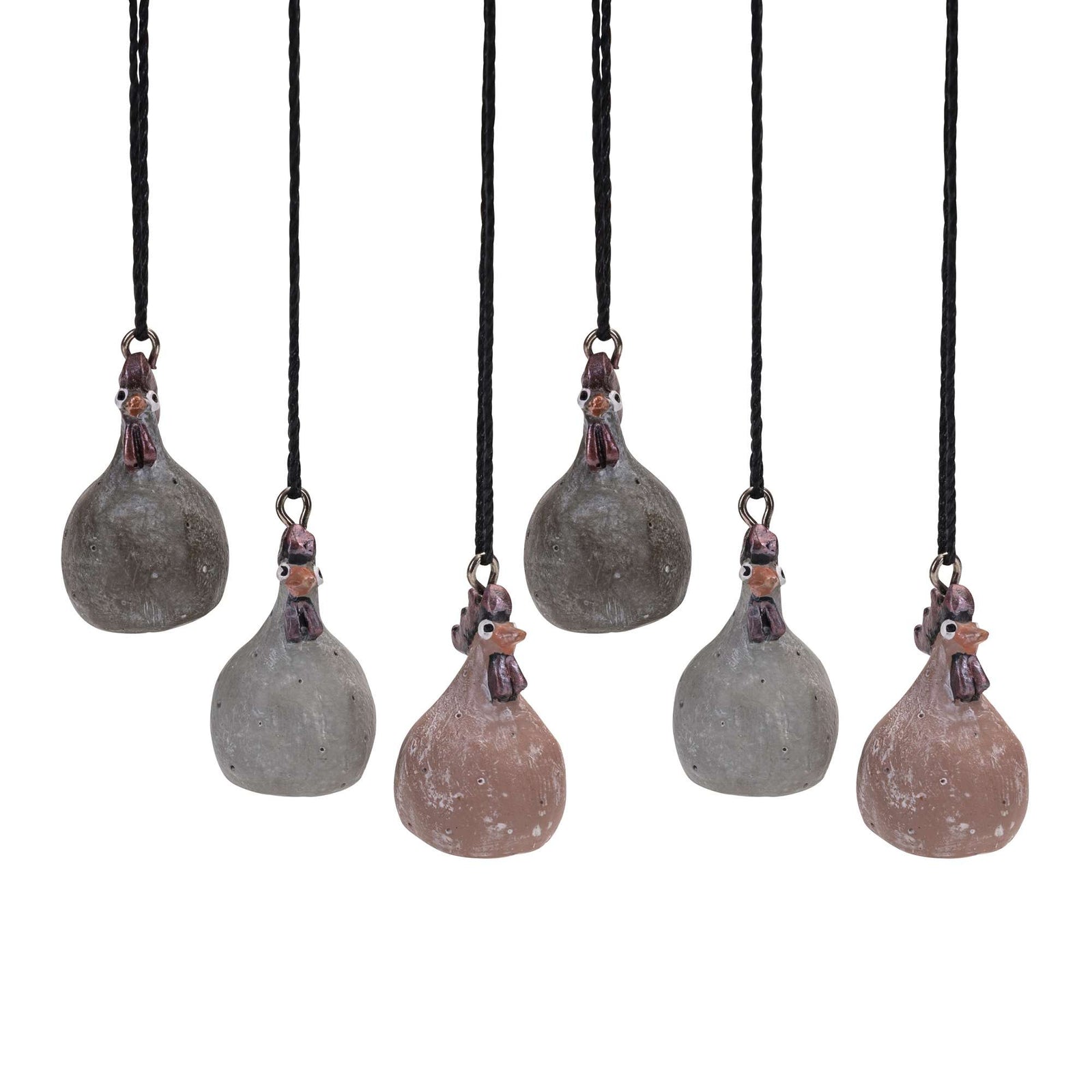 Produktbillede af Nääsgränsgården Hængende Høns 6stk mix lysegrå terracotta mørkegrå i premium kvalitet