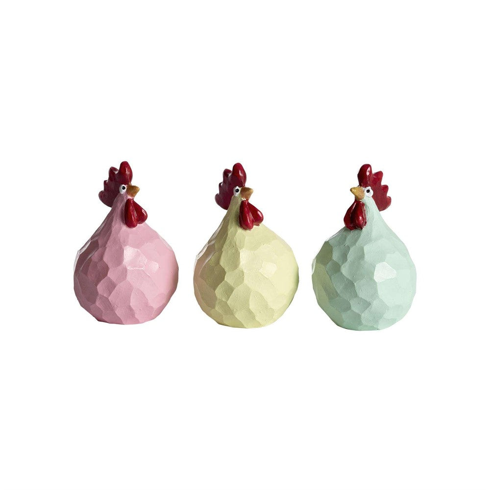 Produktbillede af Nääsgränsgården Høns Carved 3 stk pink mint gul i premium kvalitet