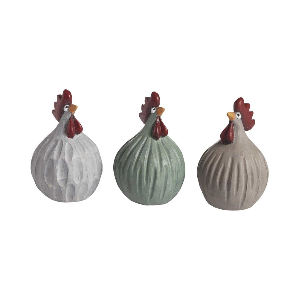 Produktbillede af Nääsgränsgården Høns Retro 3 stk creme grøn beige H.5,2cm i premium kvalitet