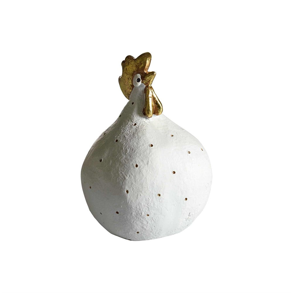 Produktbillede af Nääsgränsgården Høne Glamour hvid/guld H.9,6cm i premium kvalitet