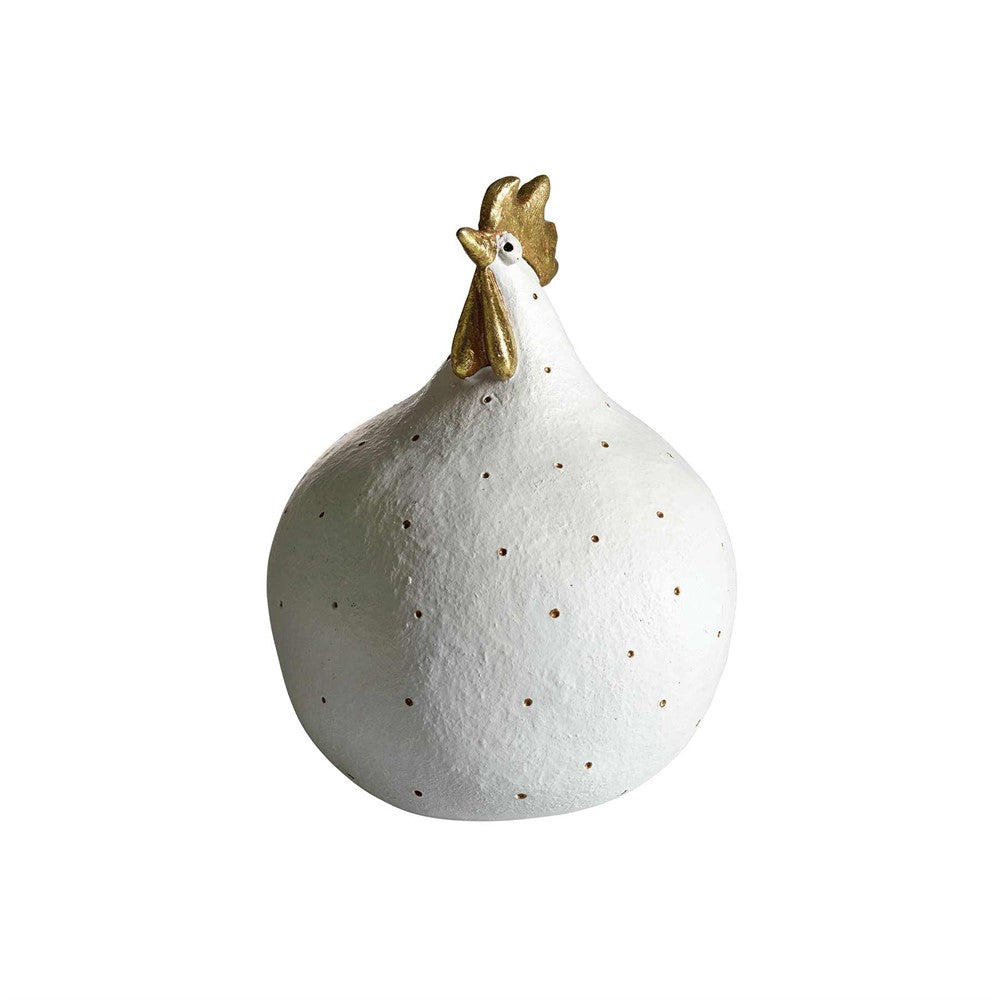 Produktbillede af Nääsgränsgården Høne Glamour hvid/guld H.13cm i premium kvalitet