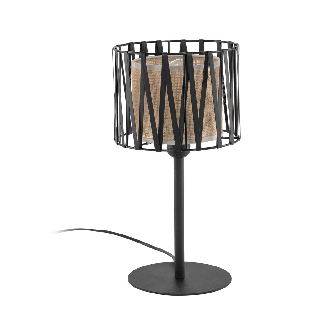 TK Harmony bordlampe natur jute og sort metal