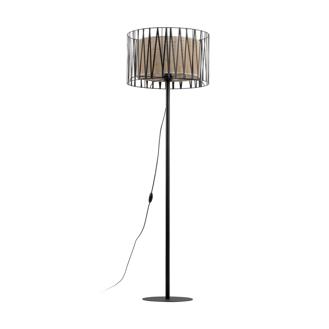 TK Harmony gulvlampe natur jute og sort metal