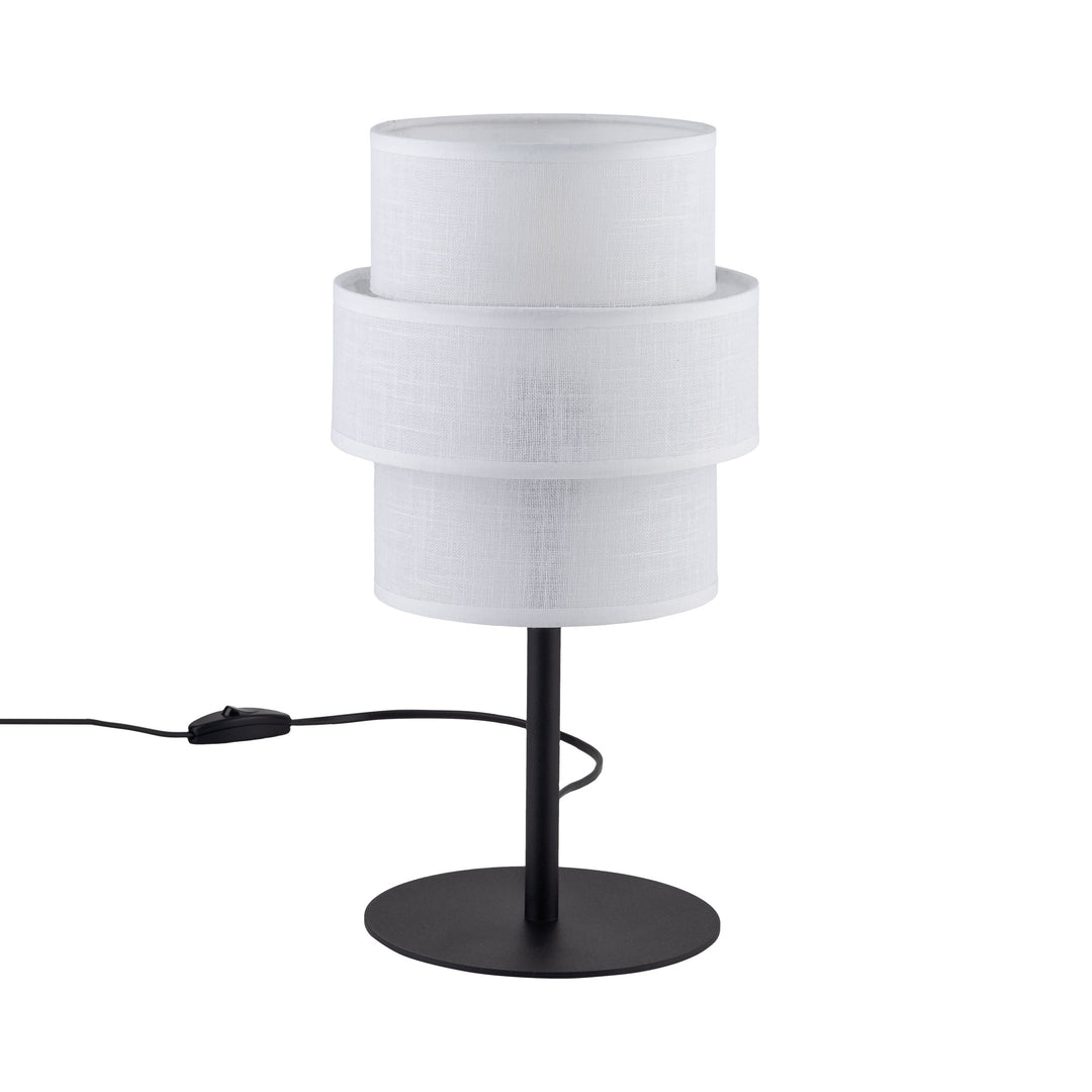 TK Calisto bordlampe hvid stof og sort metal