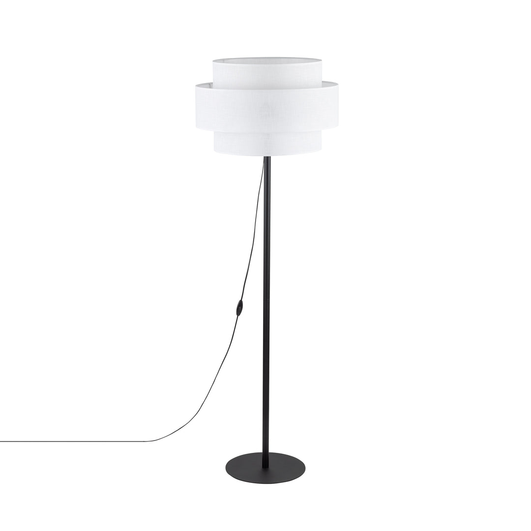 TK Calisto gulvlampe hvid stof og sort metal