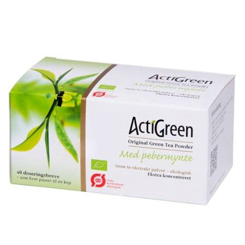 Produktbillede af ActiGreen Grøn te pebermynte Ø 40 breve på tilbud