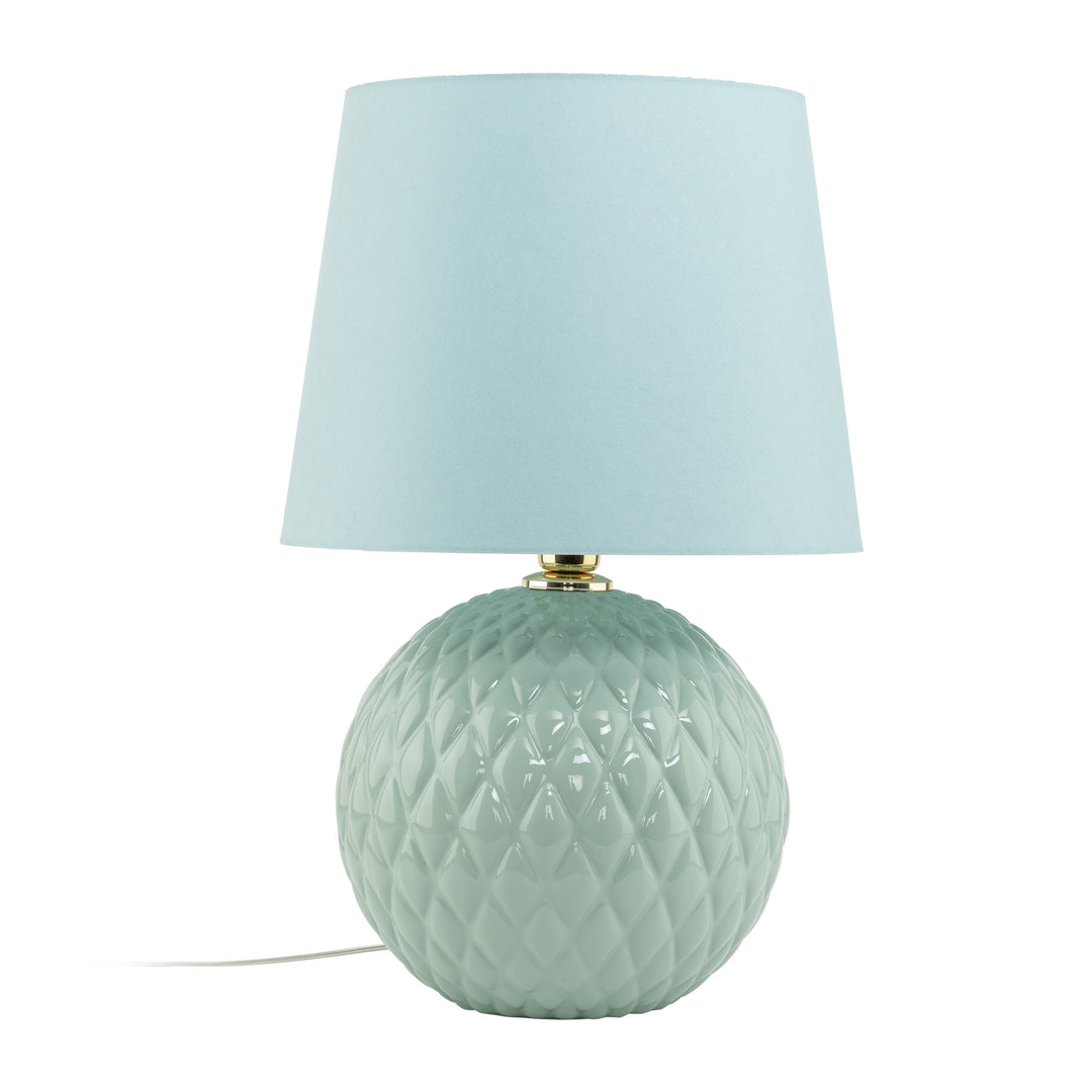 TK Santana bordlampe myntegrøn stof og myntegrøn glas