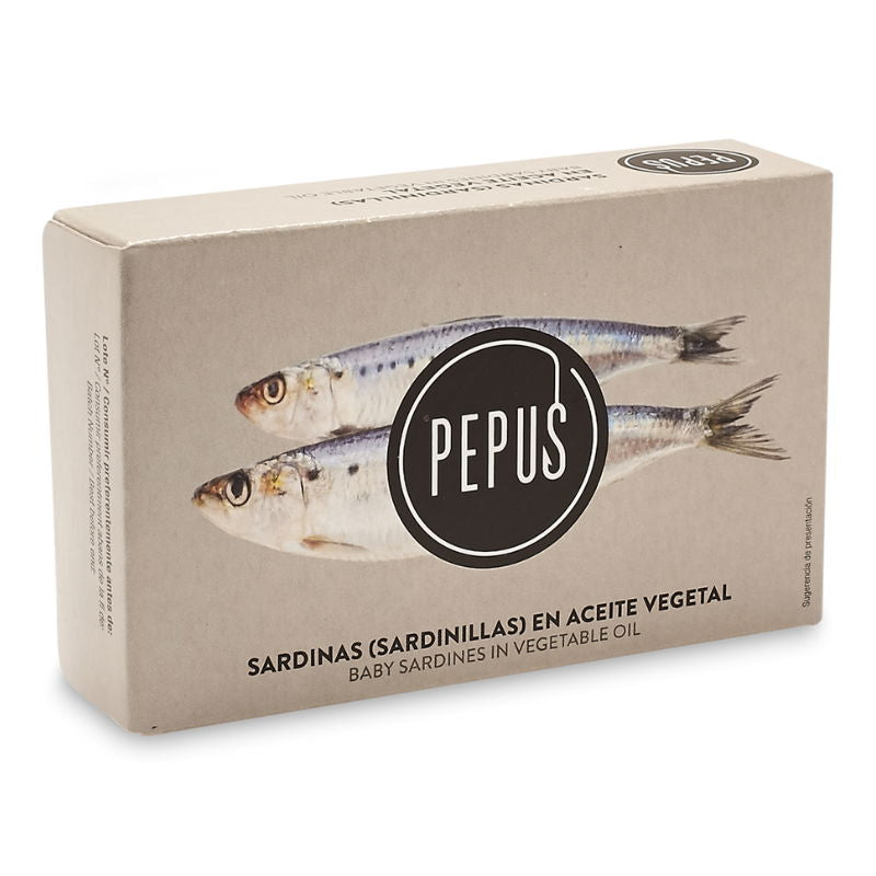 Produktbillede af Pepus Sardiner i Solsikkeolie 125ml/83g på tilbud i premium kvalitet