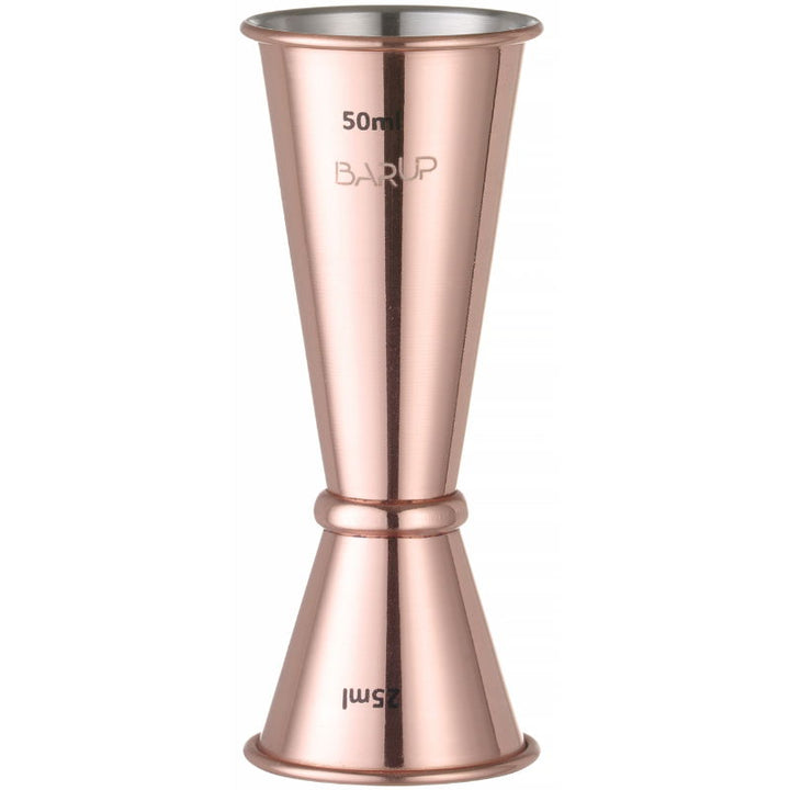 Produktbillede af Jigger Med Ring 25 + 50 Ml Rustfrit Stål Kobberlook på tilbud – premium kvalitet og detaljer