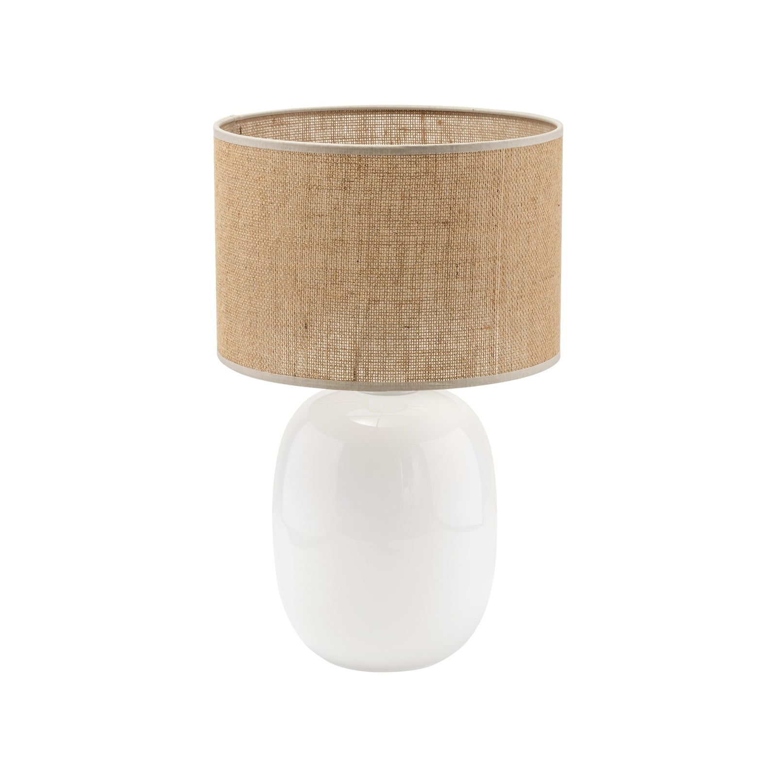 Produktbillede af TK Melody bordlampe natur jute og hvid glas i premium kvalitet