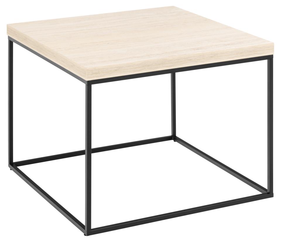 Produktbillede af ACT NORDIC Barossa sofabord kvadratisk beige papir travertinlook og sort stål 60x60 i premium kvalitet