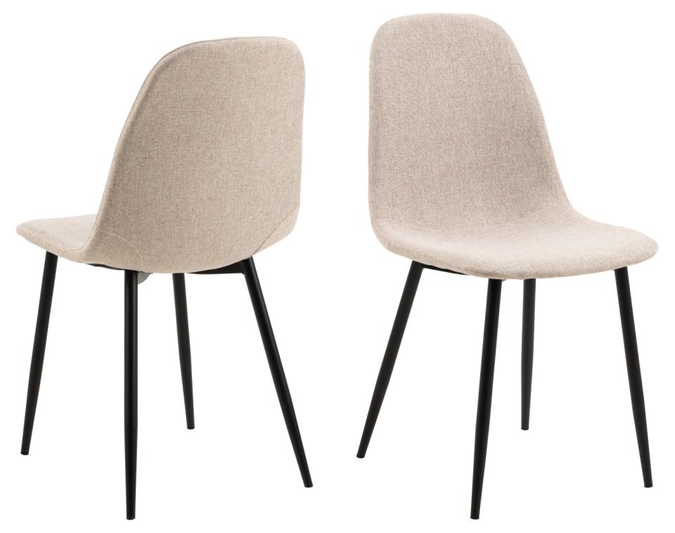 ACT NORDIC Celia spisebordsstol beige stof og sort stål