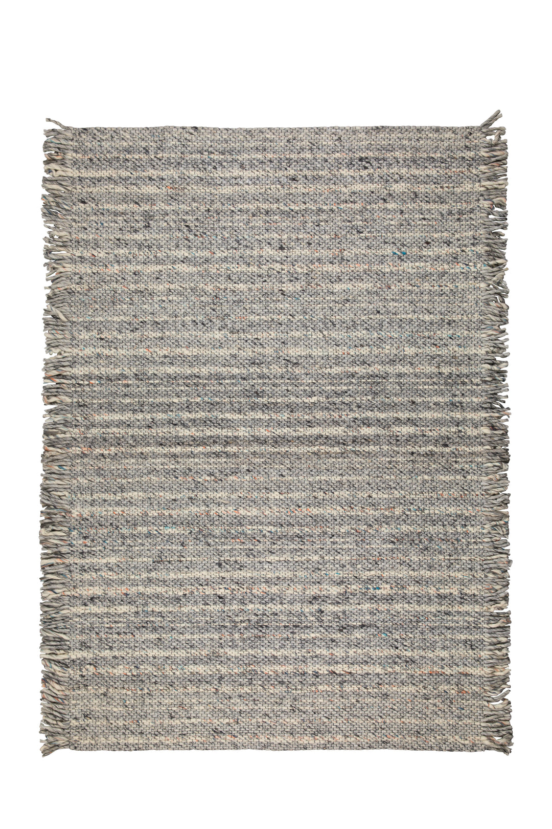 ZUIVER Frills gulvtæppe m. frynser grå blå uld 170x240
