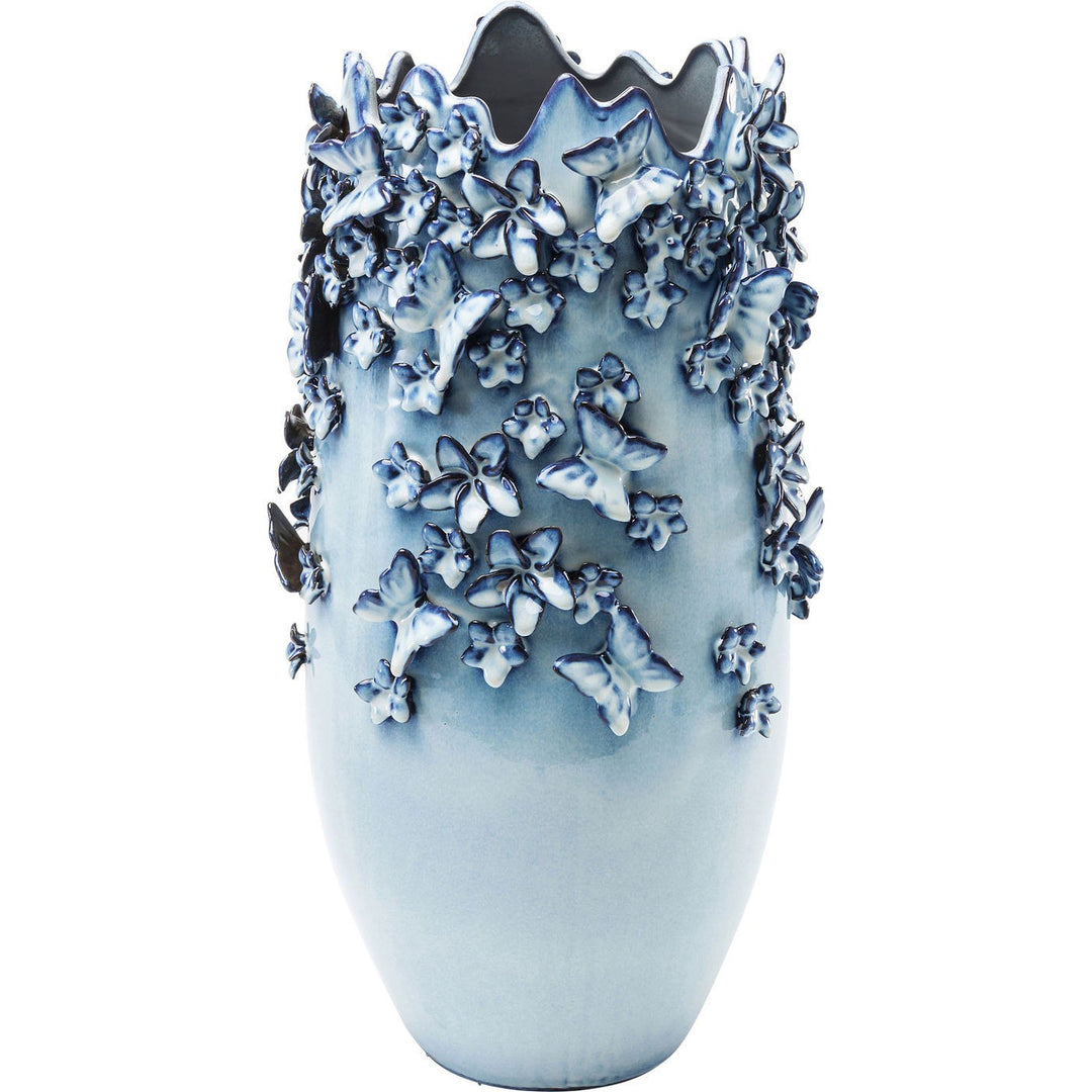 KARE DESIGN Butterflies vase lyseblåt stentøj Ø 28
