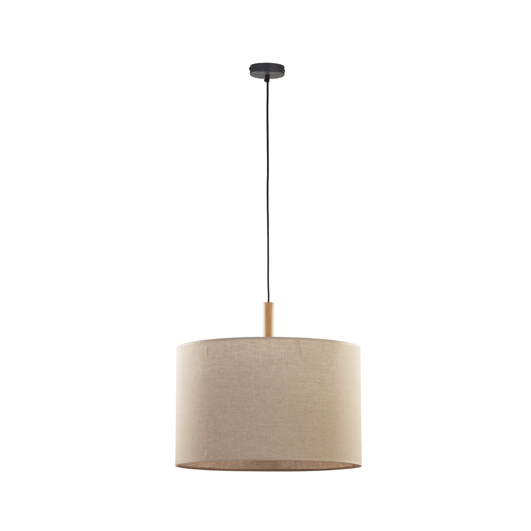 TK Deva loftlampe rund natur stof/fyrretræ og sort stål