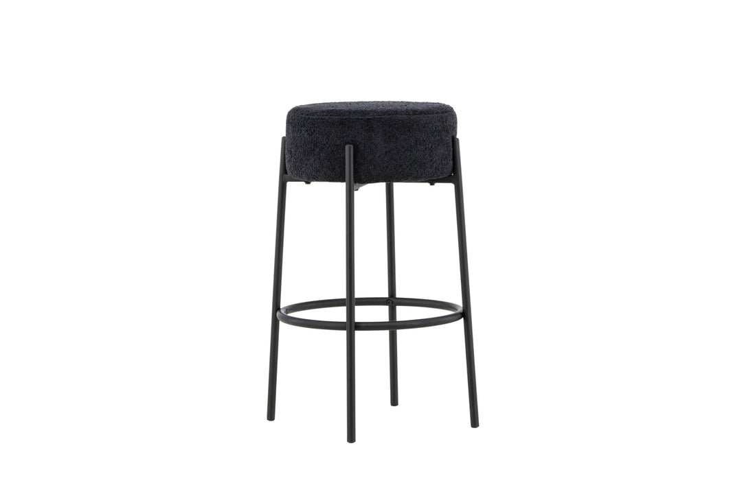 VENTURE DESIGN Tucson barstol m. fodstøtte sort bouclé stof og stål