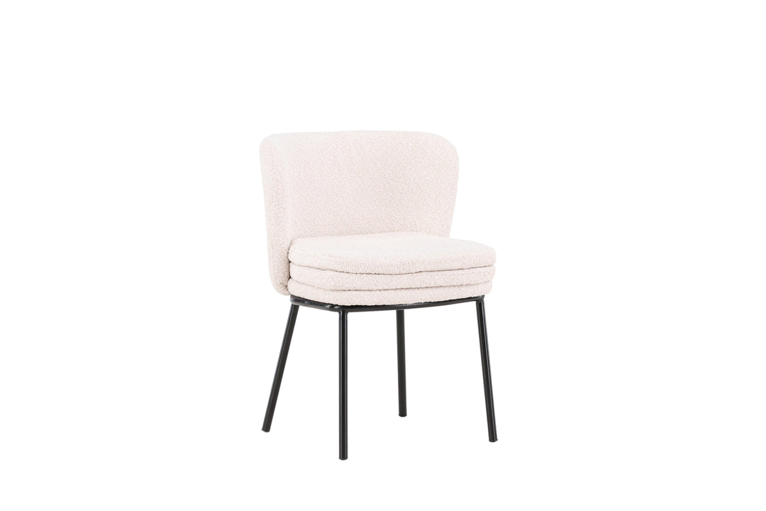VENTURE DESIGN Agnes spisebordsstol hvid bouclé stof og sort stål