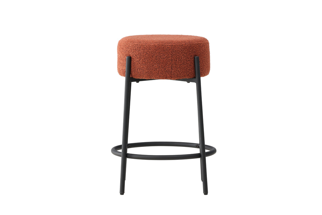 VENTURE DESIGN Tucson barstol m. fodstøtte roasty bouclé stof og sort stål