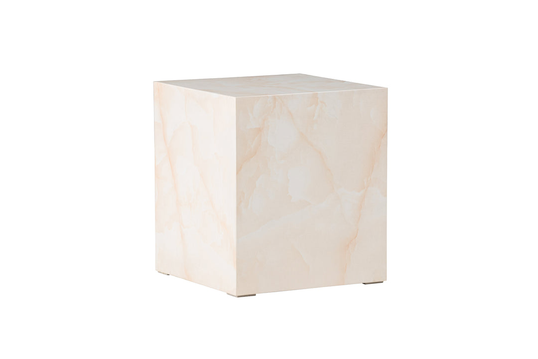 VENTURE DESIGN York sofabord Høj kvadratisk lysegul marmorlook MDF 40x40