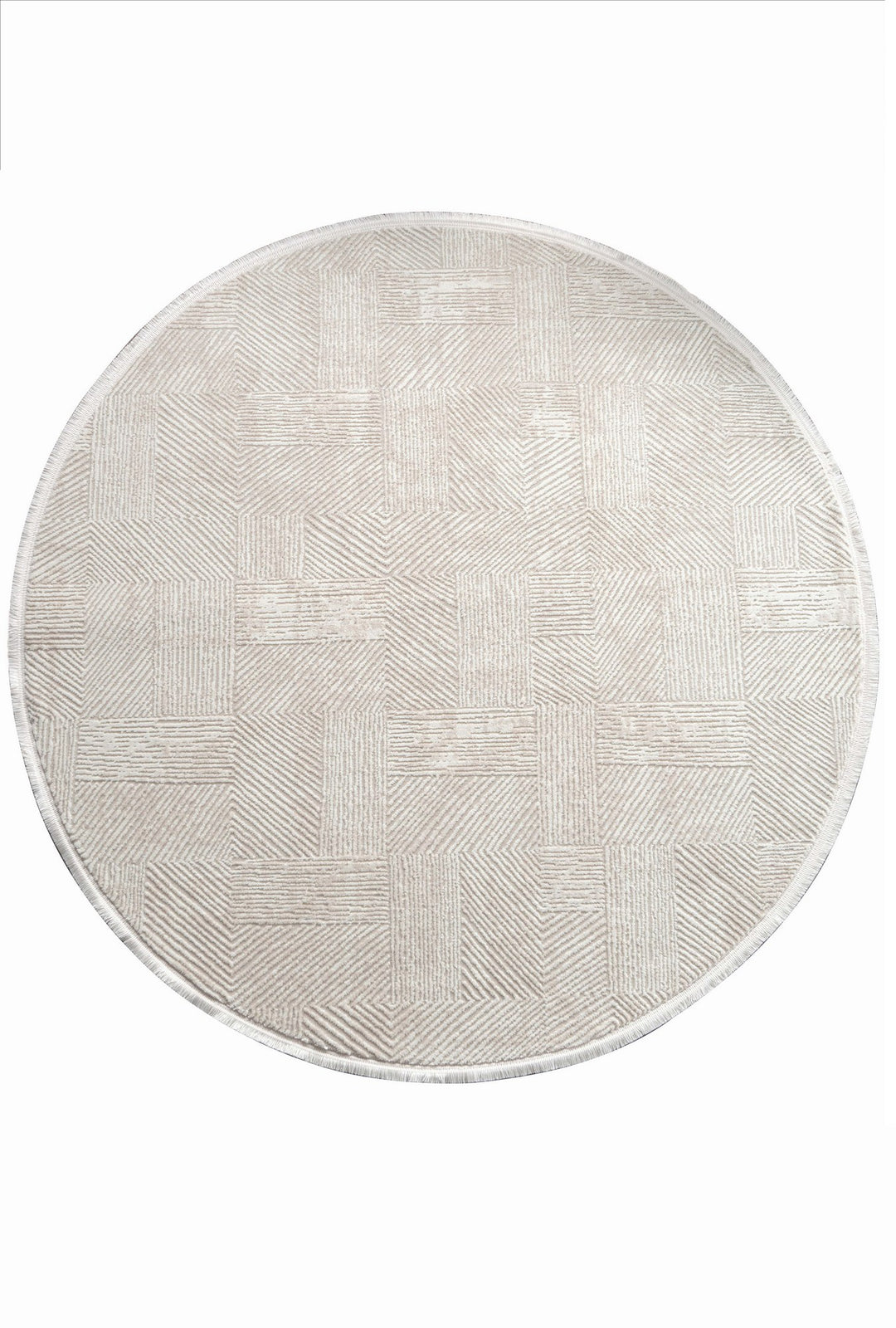 TEPPI Leo gulvtæppe m. mønster rund creme polypropylen/polyester Ø100