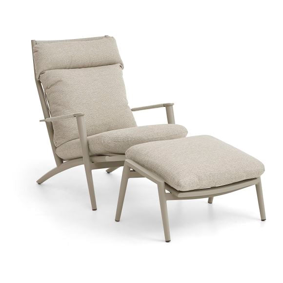 Silba udendørs loungestol m. fodskammel og sand puder sand aluminium