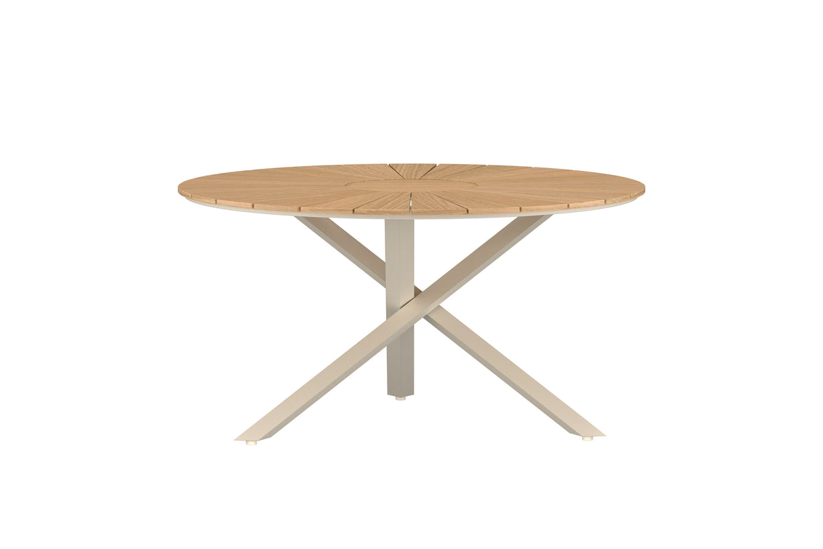 Venture Home Mexico rundt havebord i natur teaktræ og beige aluminium