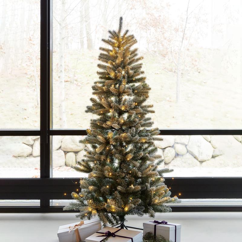 Produktbillede af Sirius Elias Juletræ 195 LED 150 cm Hvid/Grøn i premium kvalitet