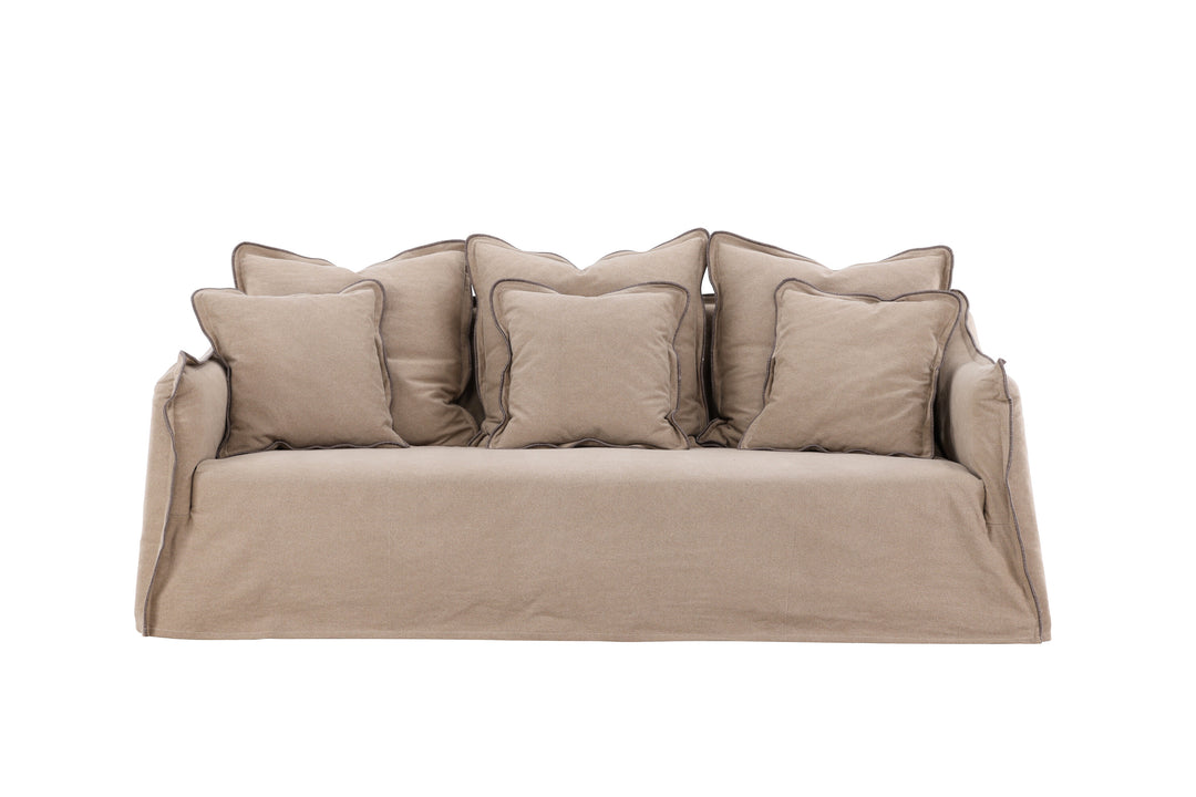 VIND COLLECTION Oskarshamn 3 pers. sofa beige-brun stof og birketræ