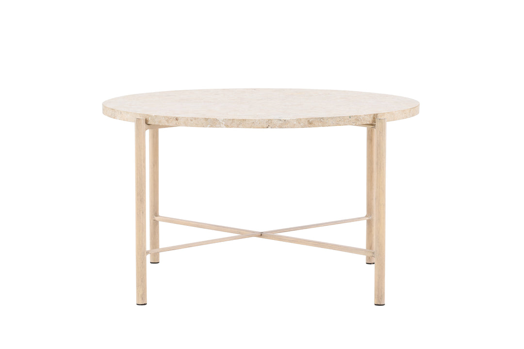VIND COLLECTION Sandhamn sofabord rund beige mactan sten og jern Ø70