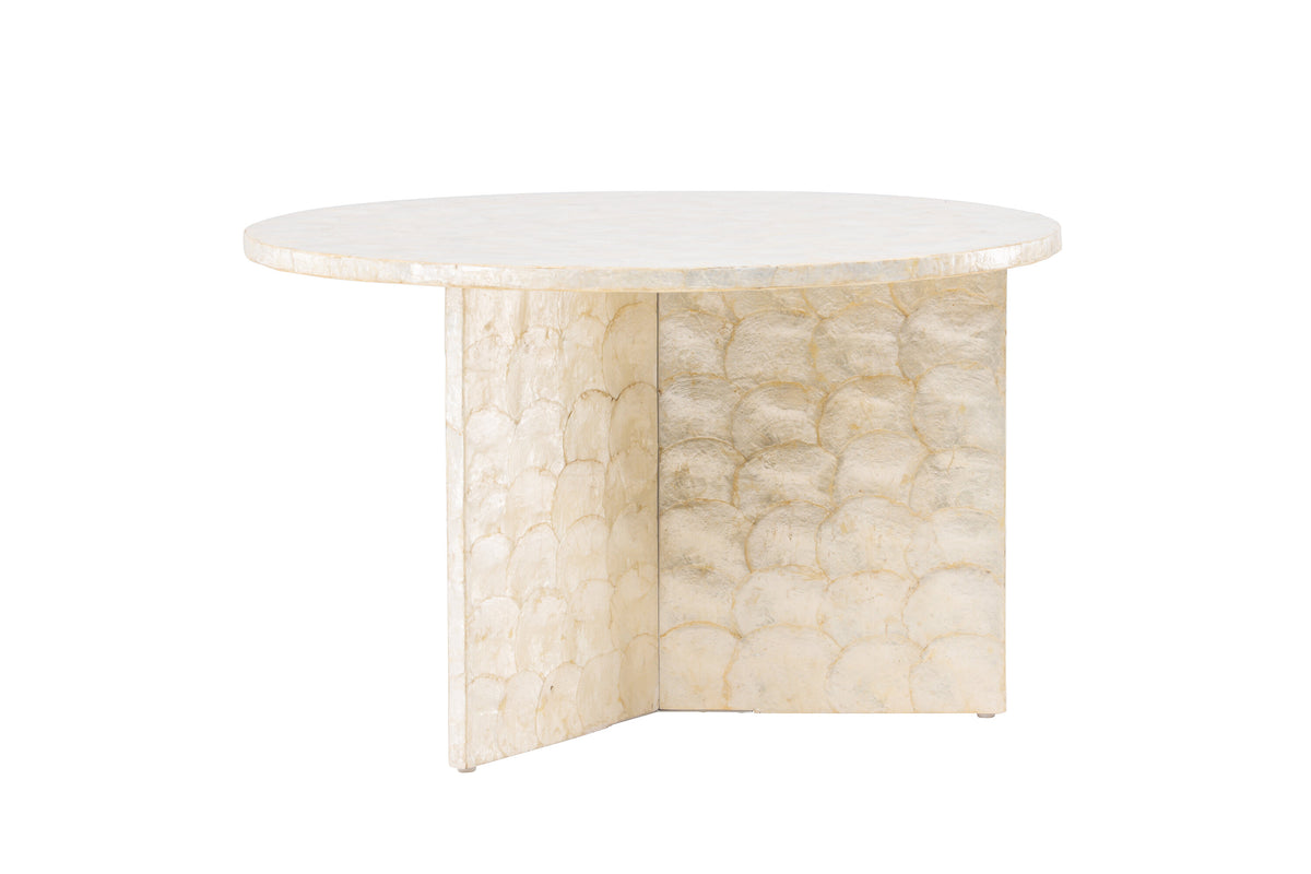 Rundt Smögen sofabord fra Vind Collection i beige capiz