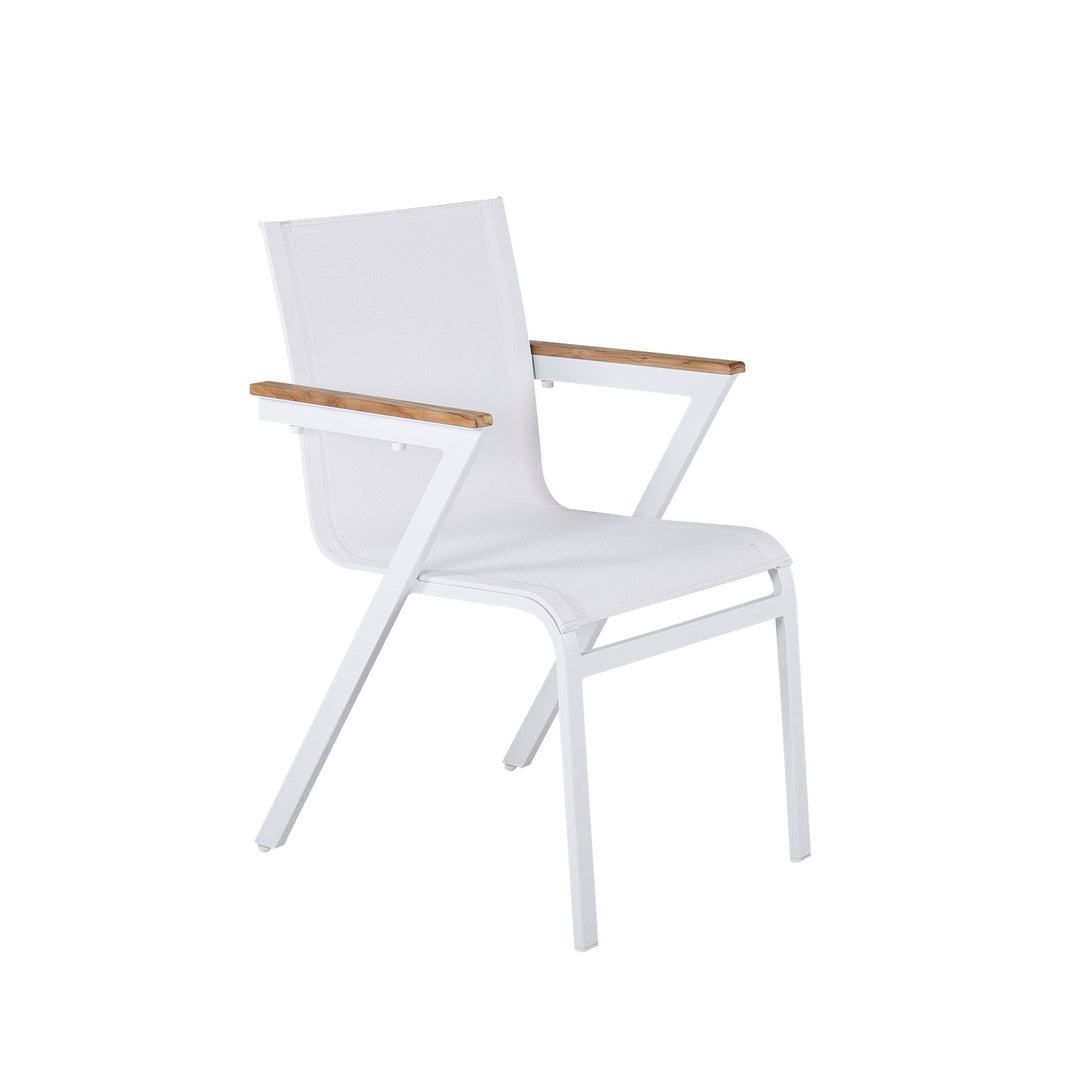 VENTURE DESIGN Mexico havestol m. armlæn natur teak hvid textilene og aluminium