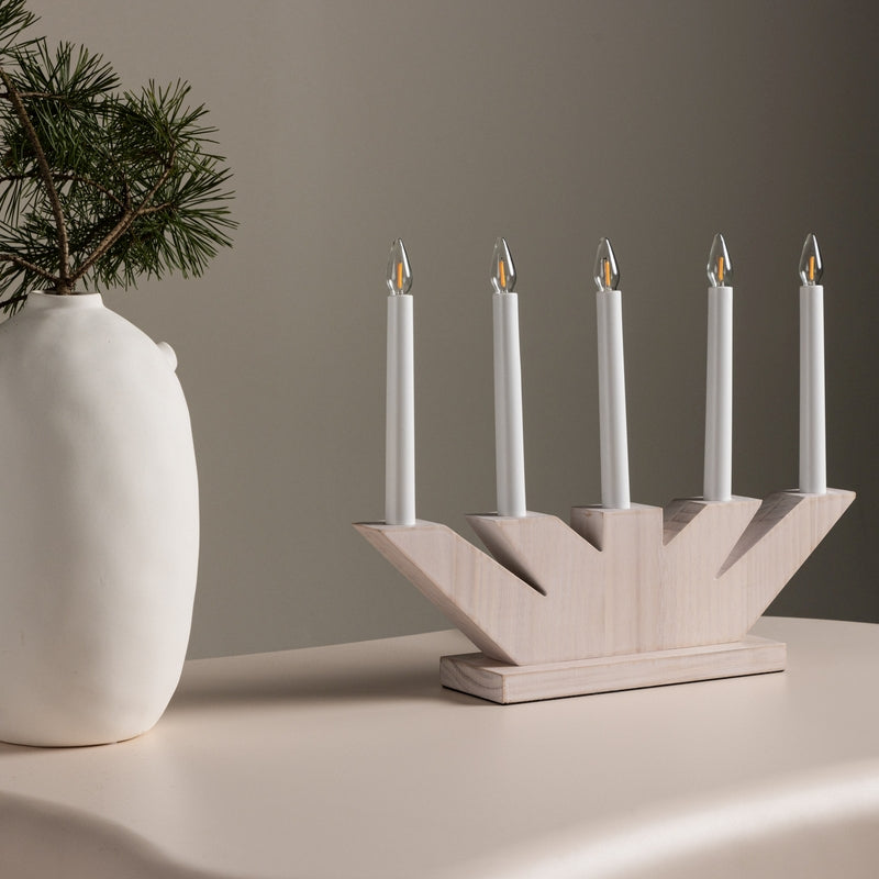 Produktbillede af Ceduna Bordlampe i lyst træ med 5 Led lys bredde 41 cm. på tilbud i høj kvalitet