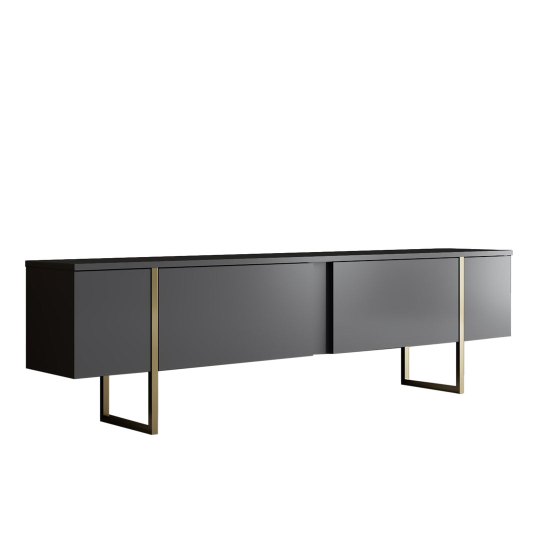 NORDVÄRK Luxe TV-bord m. låger antracitgrå melamin og guld metal 180x30