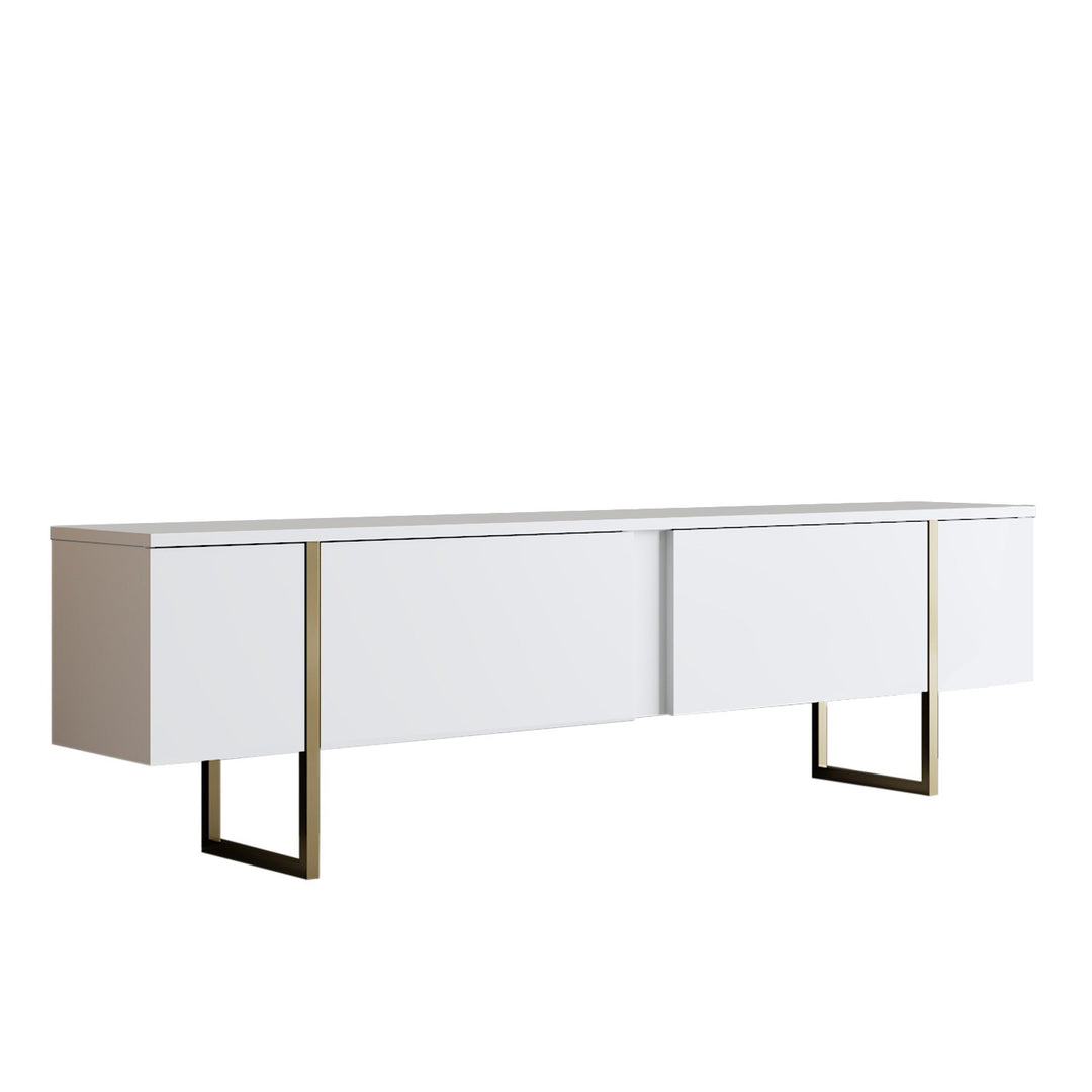 NORDVÄRK Luxe TV-bord m. låger hvid melamin og guld metal 180x30