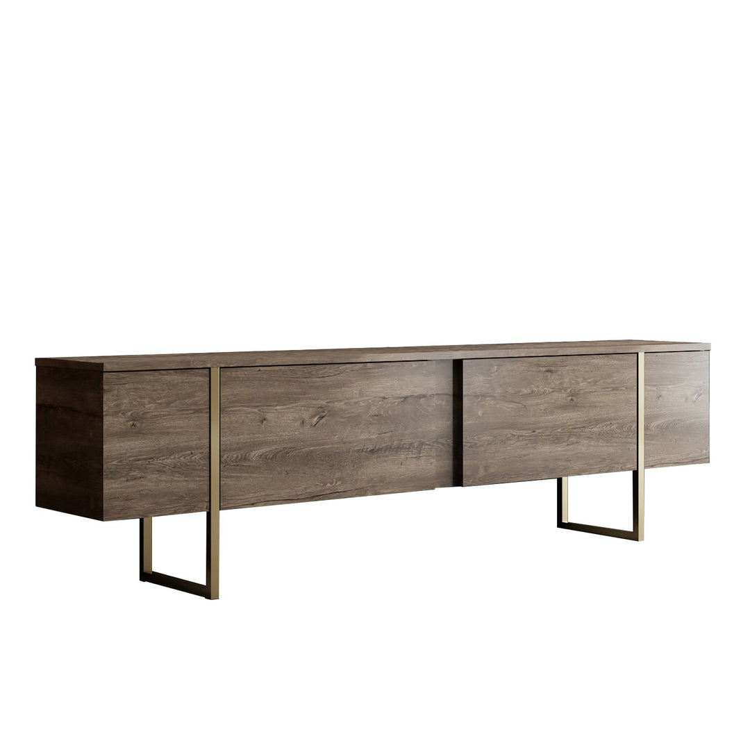 NORDVÄRK Luxe TV-bord m. låger valnød melamin og guld metal 180x30