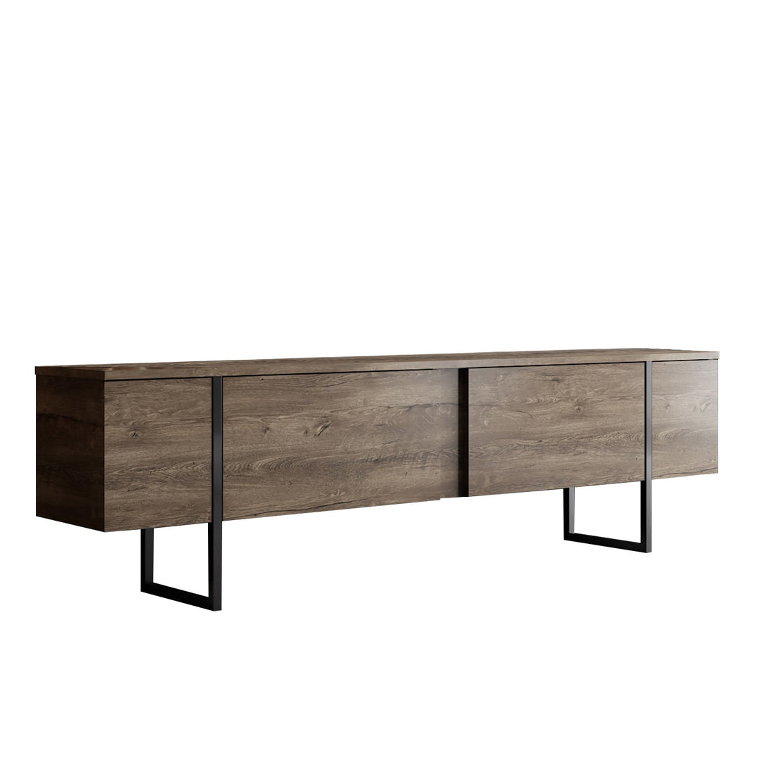 NORDVÄRK Luxe TV-bord m. låger valnød melamin og sort metal 180x30