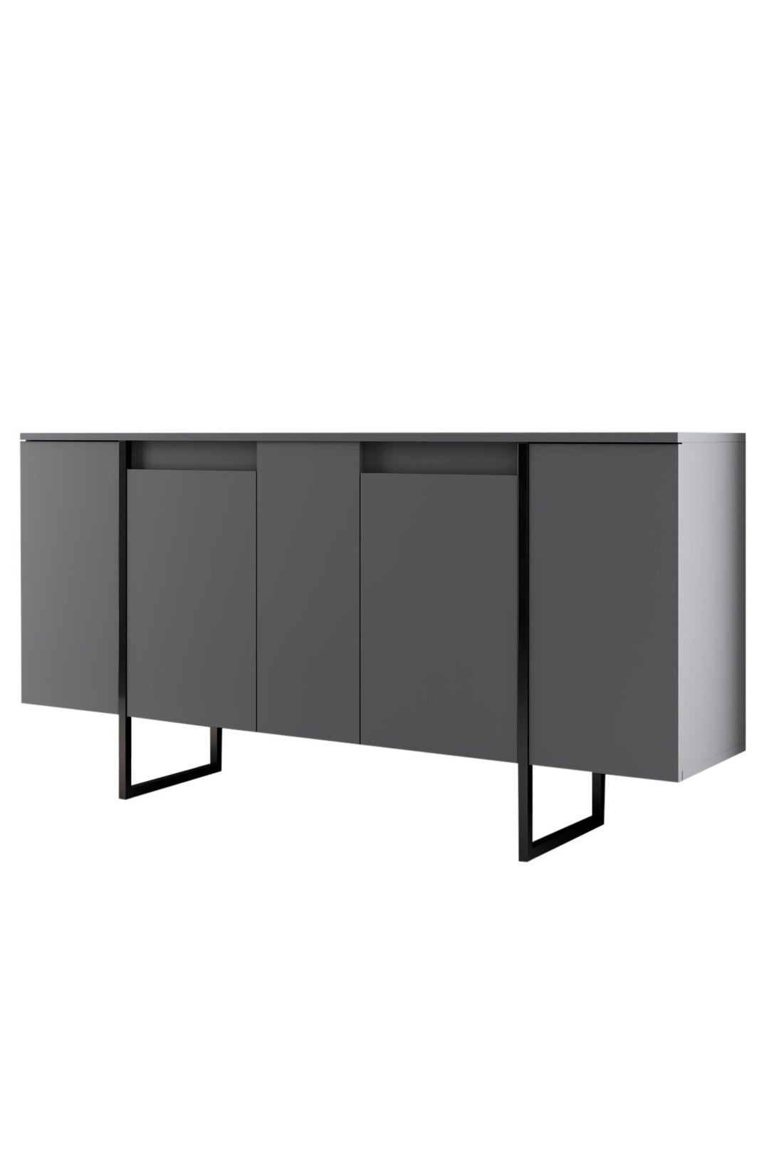 NORDVÄRK Luxe konsolbord m. 4 låger og 4 hylder antracit melamin og sort metal 160x35