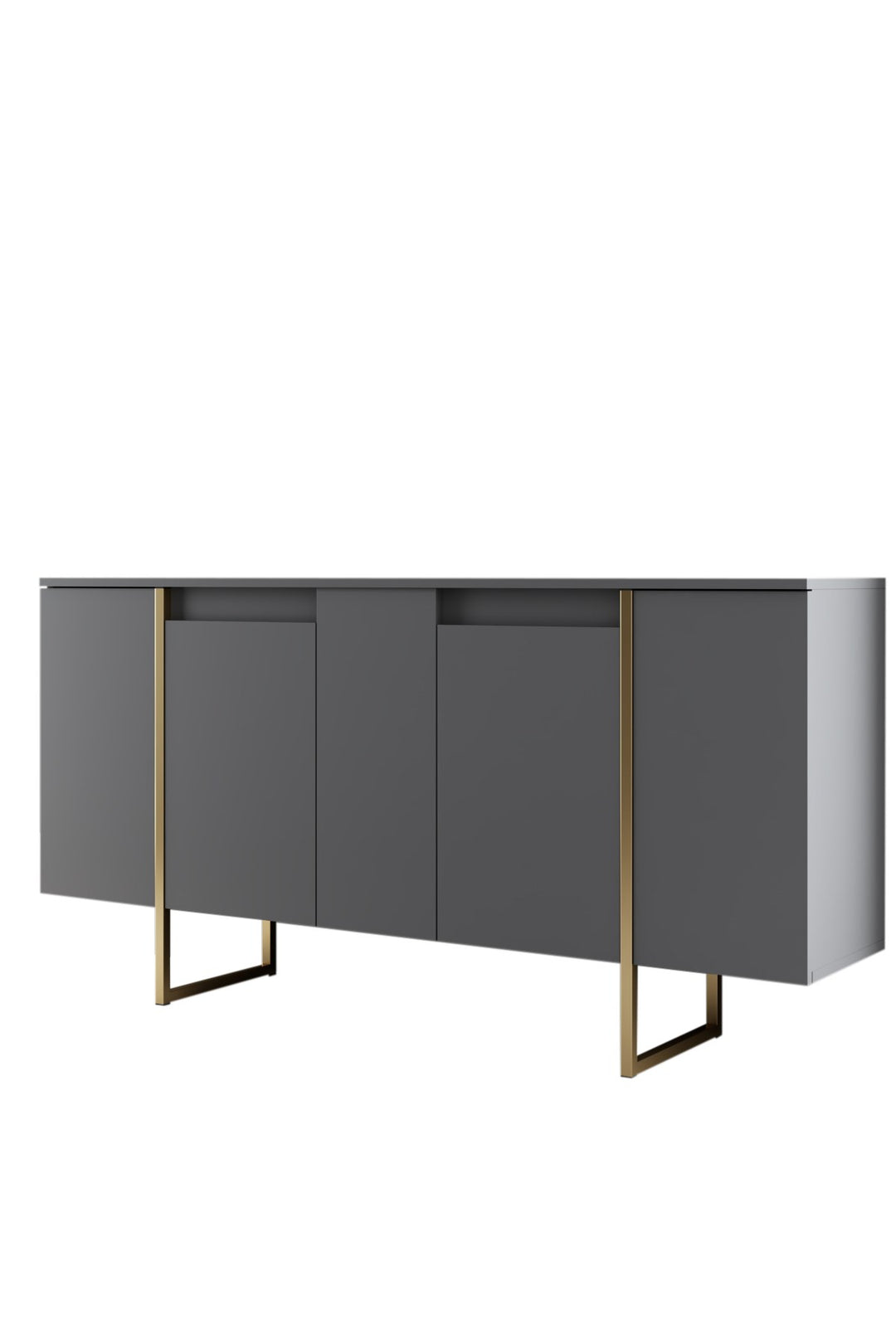 NORDVÄRK Luxe konsolbord m. 4 låger og 4 hylder antracitgrå melamin og guld metal 160x35