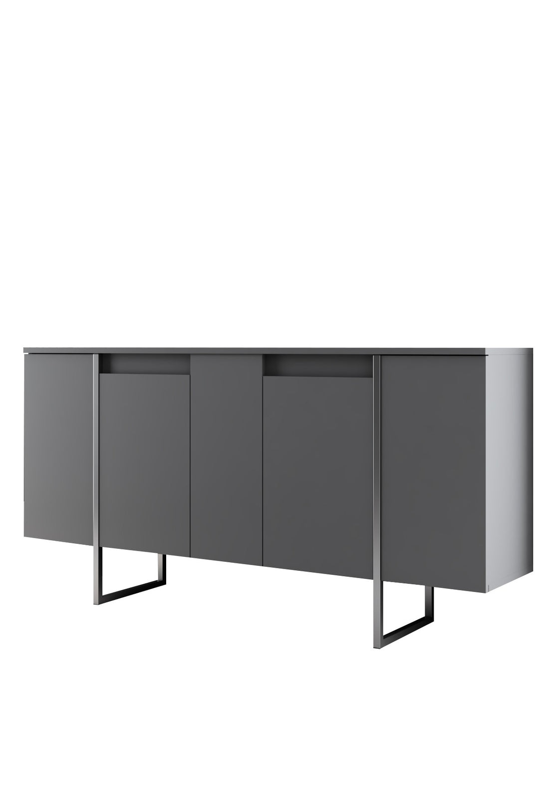 NORDVÄRK Luxe konsolbord m. 4 låger 4 hylder antracitgrå melamin og sølv metal 160x35