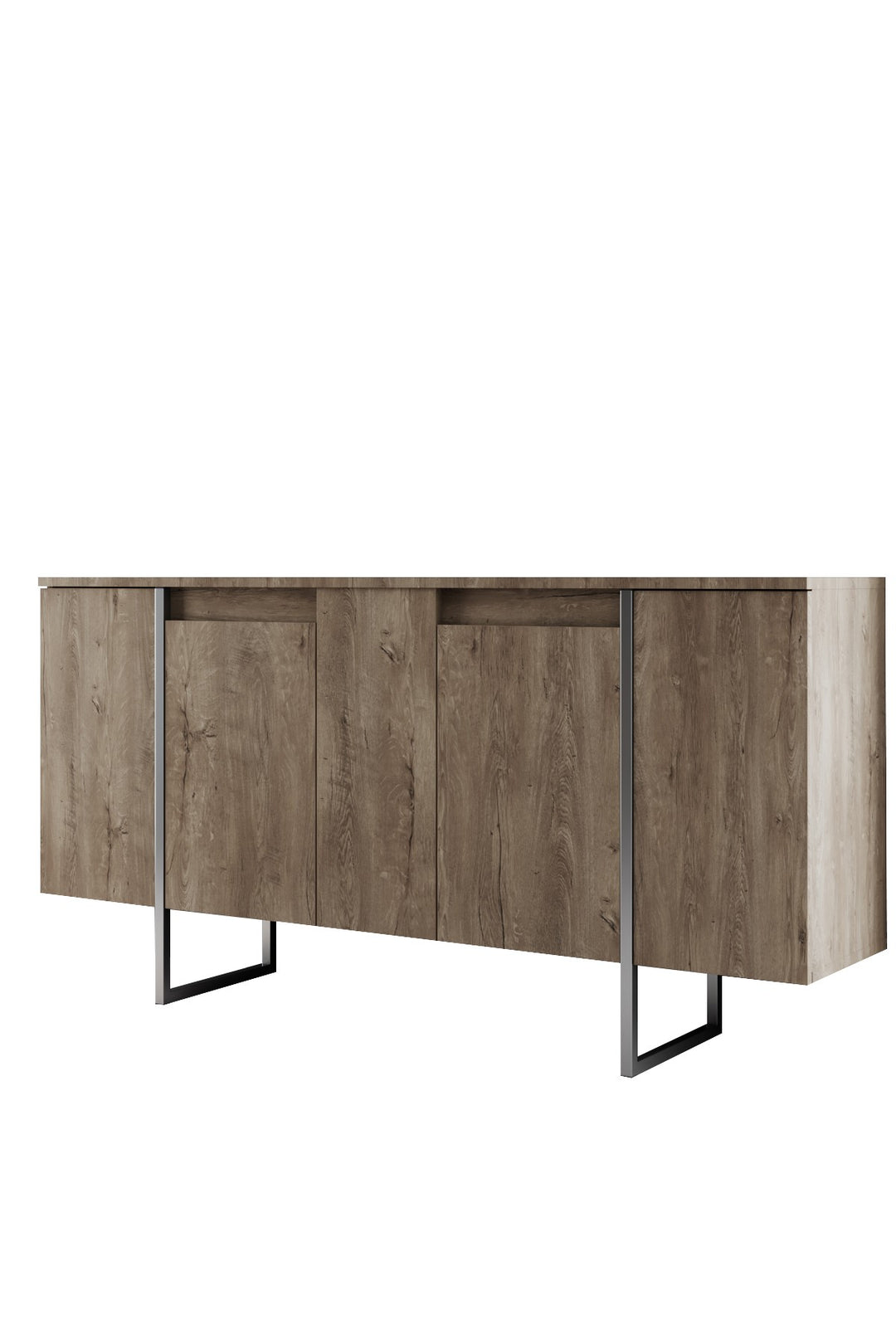 NORDVÄRK Luxe konsolbord m. 4 låger 4 hylder valnød melamin og sølv metal 160x35