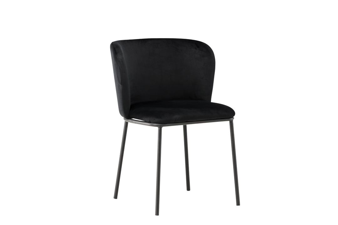 VENTURE DESIGN Edina spisebordsstol sort polyester fløjl og sort stål